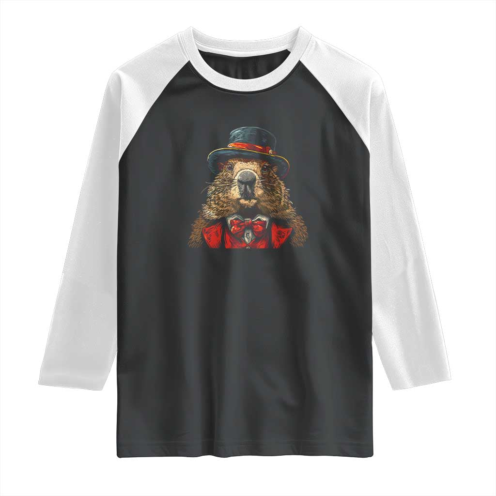 Cute Groundhog Raglan Shirt Woodchuck Day Animal Lover TS02 Black White Print Your Wear