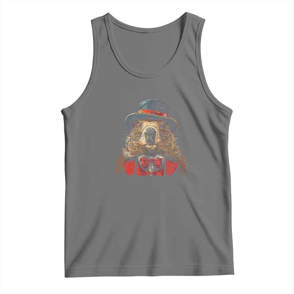 Cute Groundhog Tank Top Woodchuck Day Animal Lover TS02 Black Heather Print Your Wear
