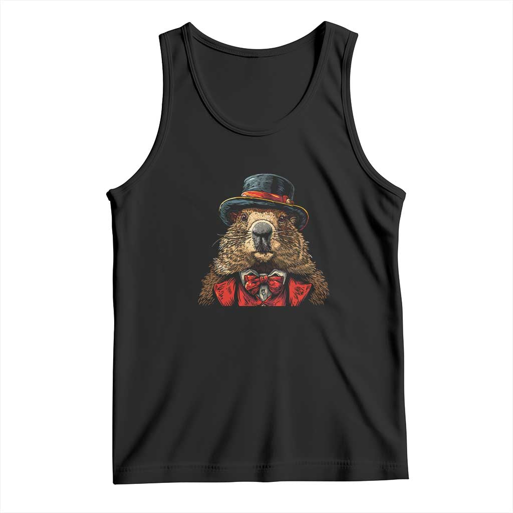 Cute Groundhog Tank Top Woodchuck Day Animal Lover TS02 Black Print Your Wear