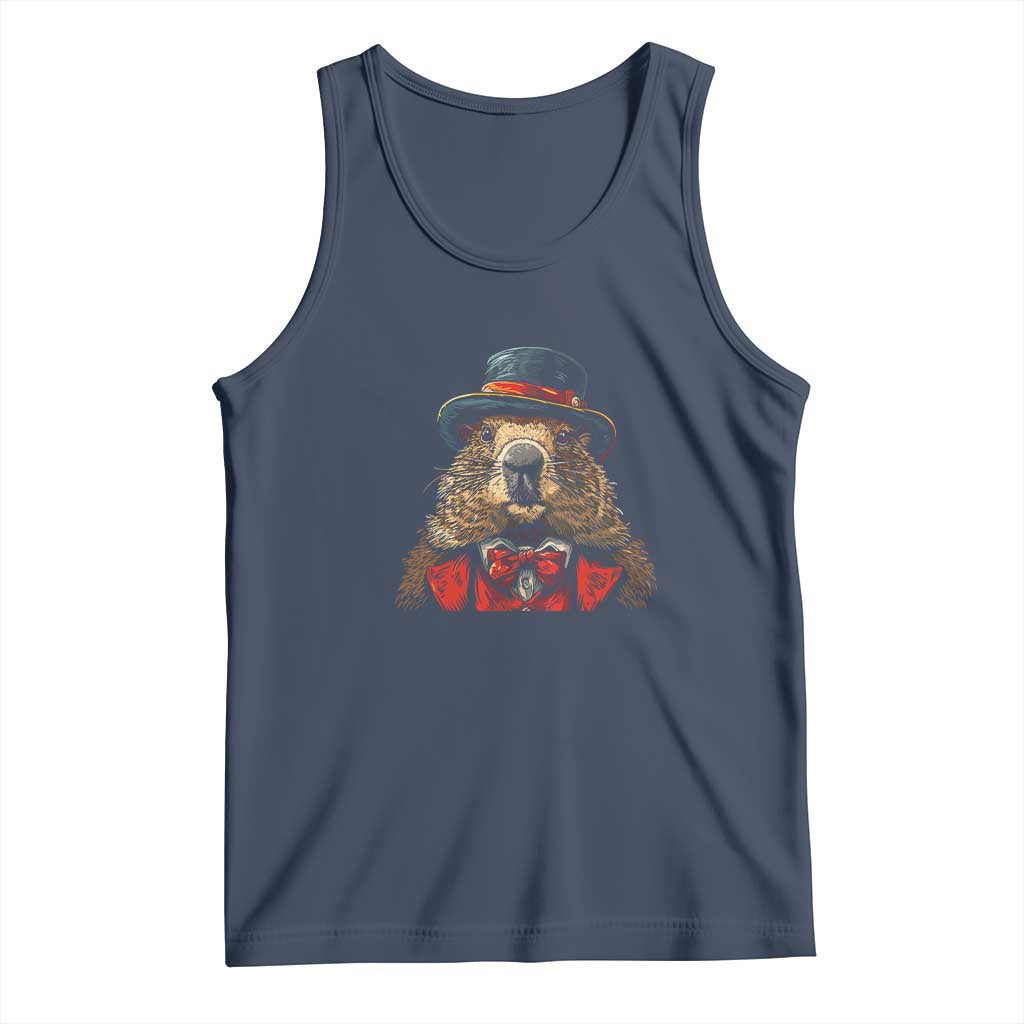 Cute Groundhog Tank Top Woodchuck Day Animal Lover TS02 Navy Print Your Wear