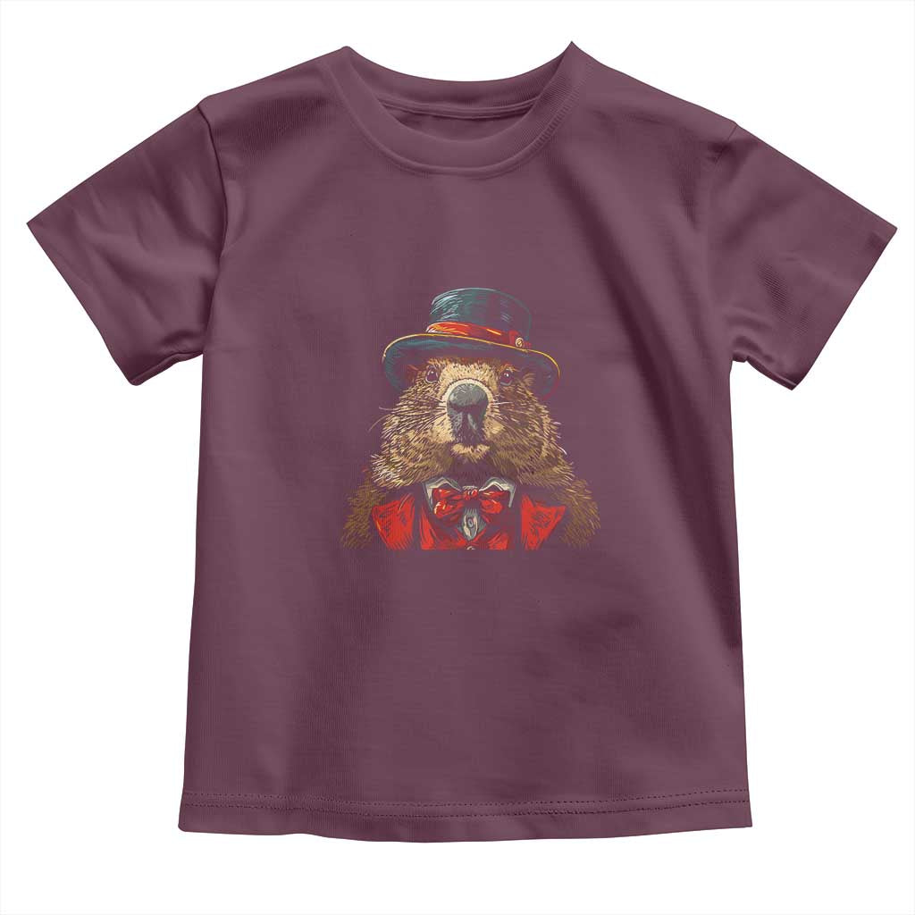 Cute Groundhog Toddler T Shirt Woodchuck Day Animal Lover TS02 Maroon Print Your Wear