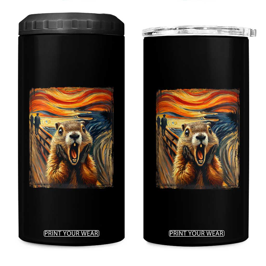 Funny Scream Groundhog 4 in 1 Can Cooler Tumbler Woddchuck Day TS02 One Size: 16 oz Black Print Your Wear