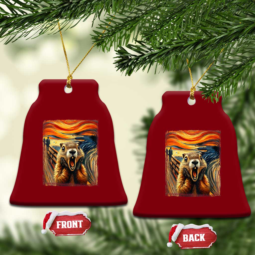 Funny Scream Groundhog Ceramic Ornament Woddchuck Day TS02 Print Your Wear