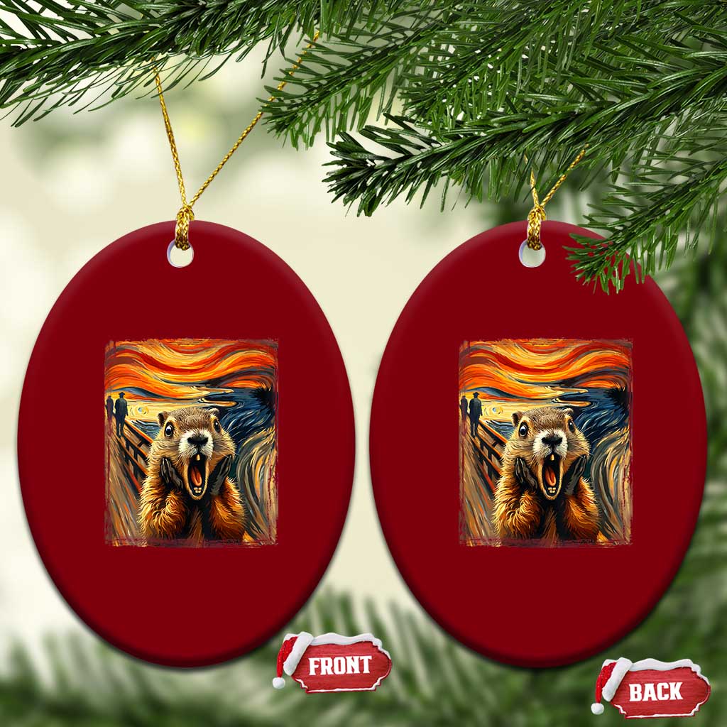 Funny Scream Groundhog Ceramic Ornament Woddchuck Day TS02 Print Your Wear