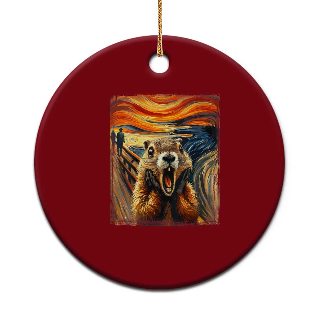 Funny Scream Groundhog Ceramic Ornament Woddchuck Day TS02 1pc Red Print Your Wear