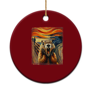 Funny Scream Groundhog Ceramic Ornament Woddchuck Day TS02 1pc Red Print Your Wear