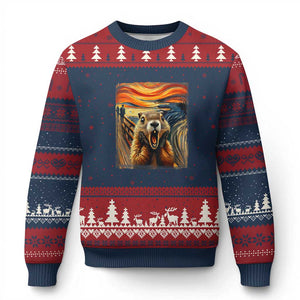 Funny Scream Groundhog Ugly Christmas Sweater Woddchuck Day TS02 Navy Red Print Your Wear