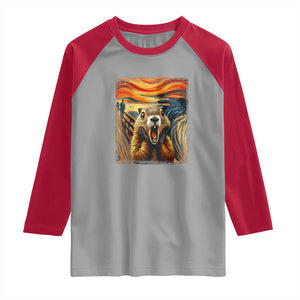 Funny Scream Groundhog Raglan Shirt Woddchuck Day TS02 Sport Gray Red Print Your Wear