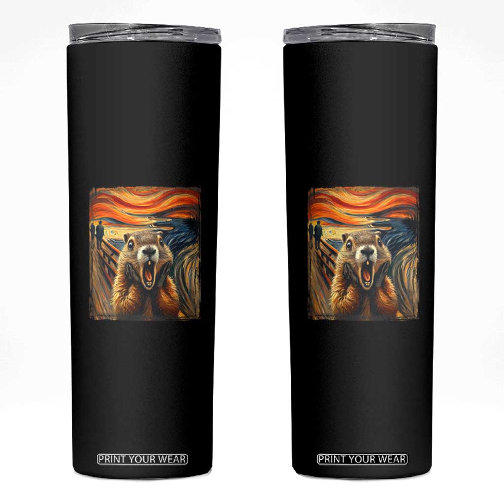 Funny Scream Groundhog Skinny Tumbler Woddchuck Day TS02 Black Print Your Wear