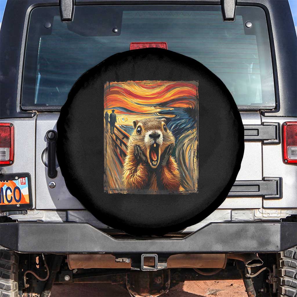 Funny Scream Groundhog Spare Tire Cover Woddchuck Day TS02 No hole Black Print Your Wear