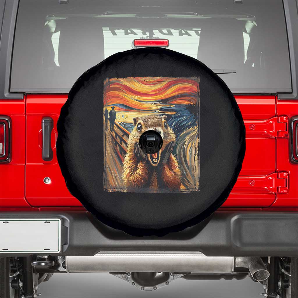 Funny Scream Groundhog Spare Tire Cover Woddchuck Day TS02 Black Print Your Wear
