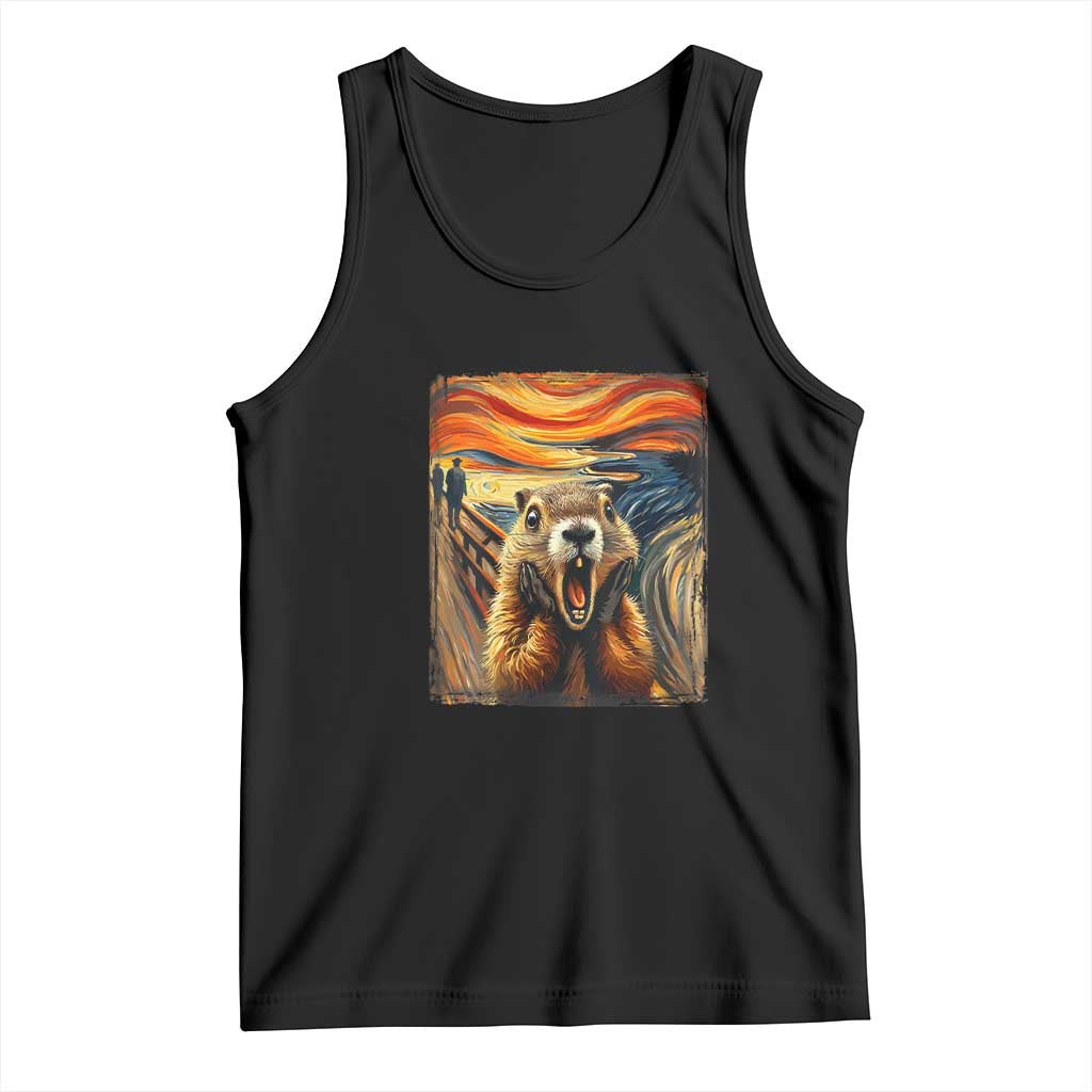 Funny Scream Groundhog Tank Top Woddchuck Day TS02 Black Print Your Wear