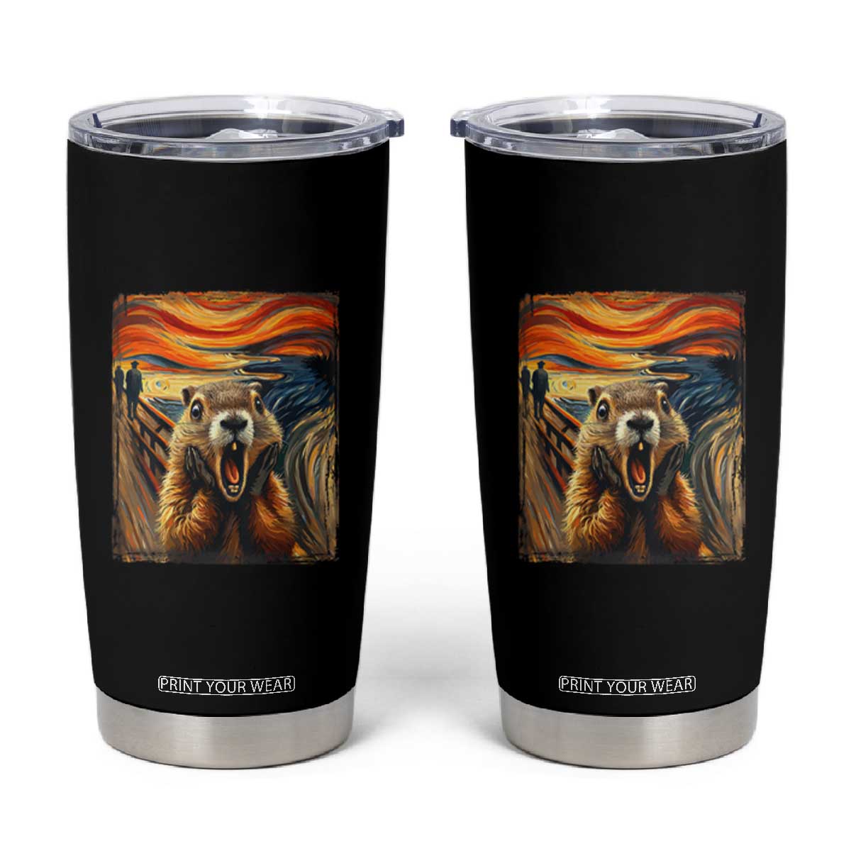 Funny Scream Groundhog Tumbler Cup Woddchuck Day TS02 Black Print Your Wear