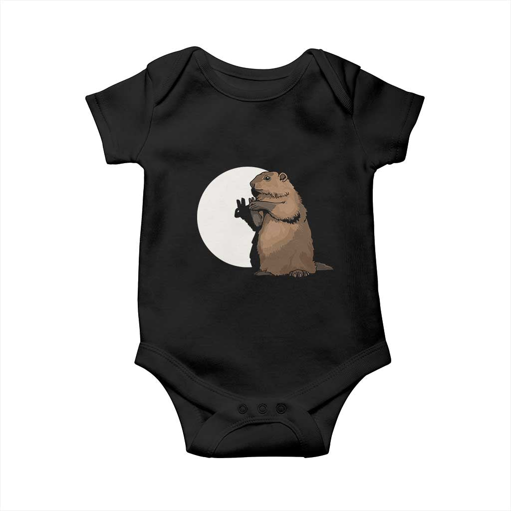 Groundhog Shadow Meteorlogy Baby Onesie Woodchuck Puppet Funny Gift TS02 Black Print Your Wear