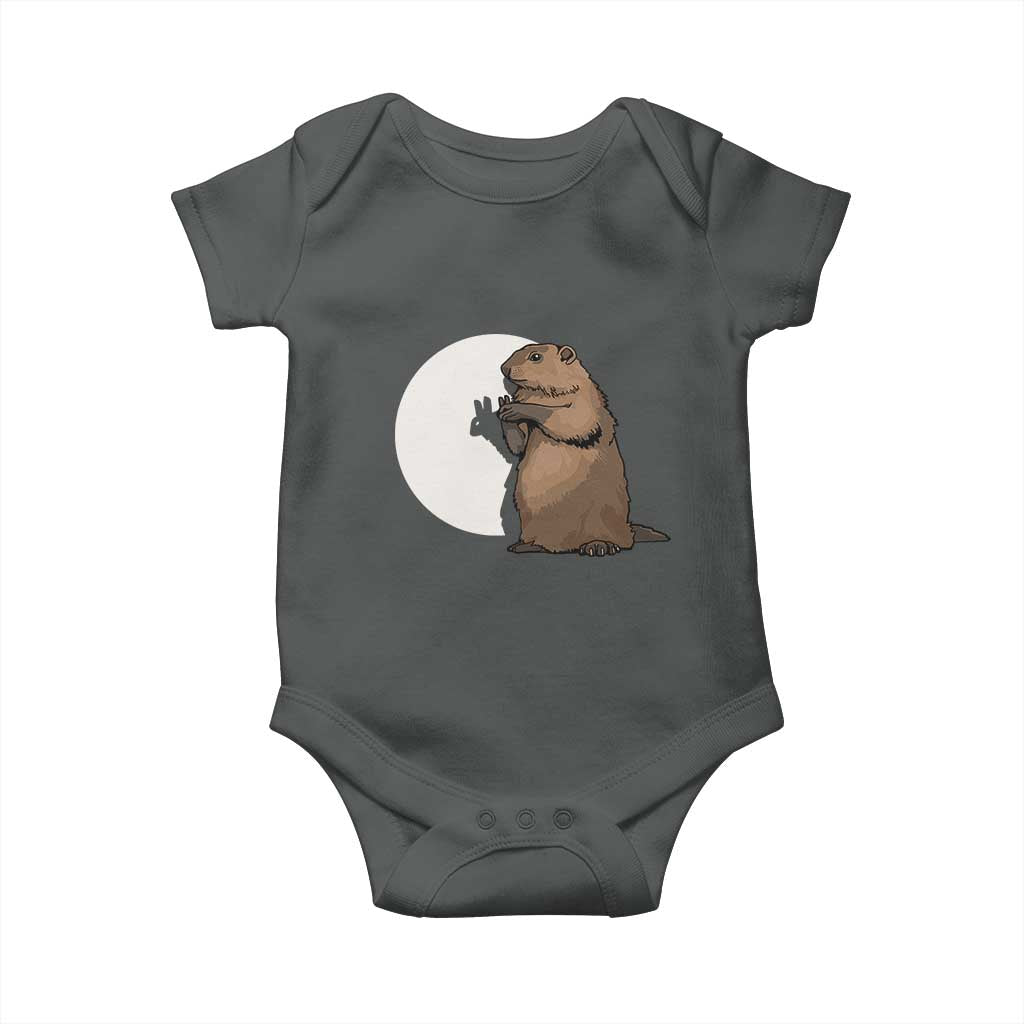 Groundhog Shadow Meteorlogy Baby Onesie Woodchuck Puppet Funny Gift TS02 Dark Heather Print Your Wear