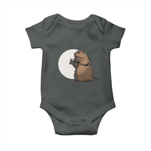 Groundhog Shadow Meteorlogy Baby Onesie Woodchuck Puppet Funny Gift TS02 Dark Heather Print Your Wear