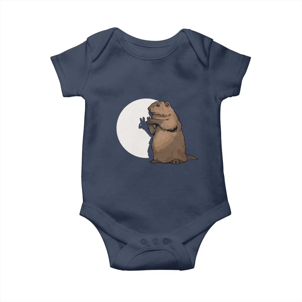 Groundhog Shadow Meteorlogy Baby Onesie Woodchuck Puppet Funny Gift TS02 Navy Print Your Wear