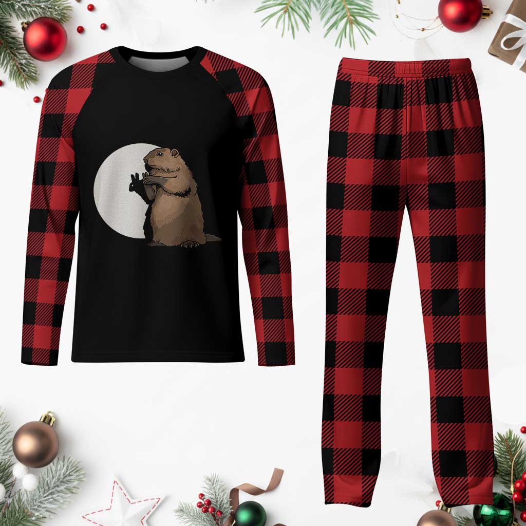Groundhog Shadow Meteorlogy Plaid Pajama Set Woodchuck Puppet Funny Gift TS02 Buffalo Plaid Print Your Wear