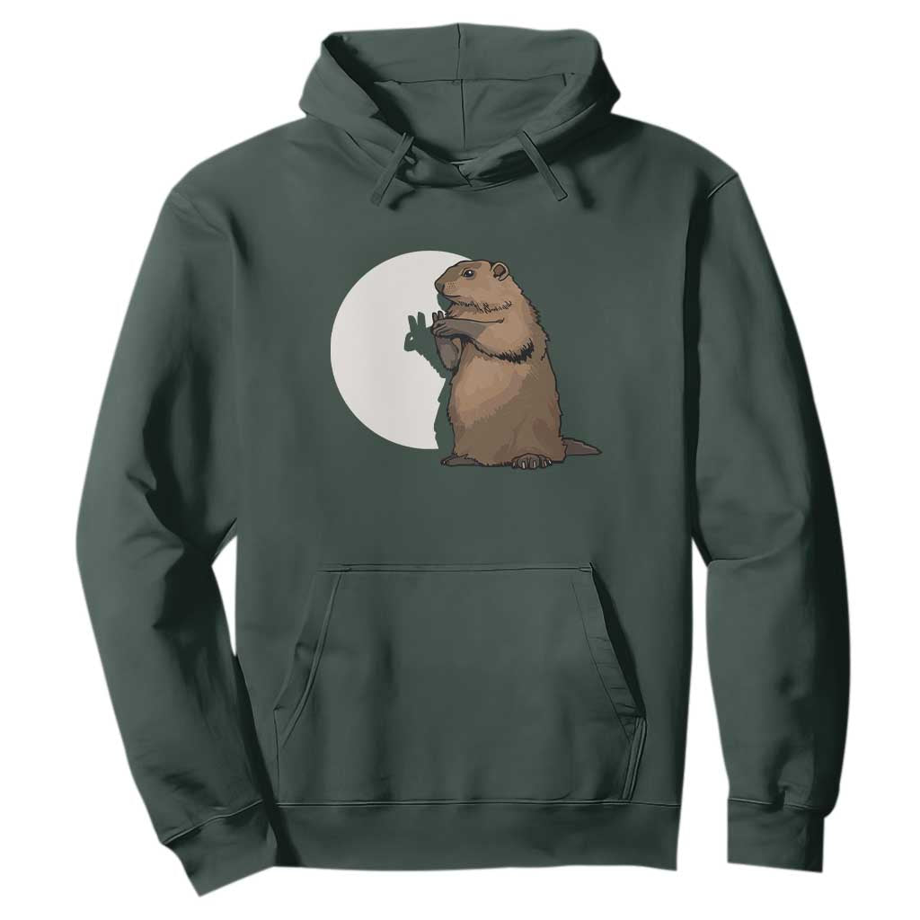 Groundhog Shadow Meteorlogy Hoodie Woodchuck Puppet Funny Gift TS02 Dark Forest Green Print Your Wear