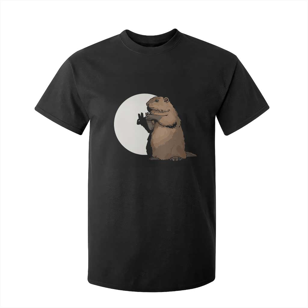 Groundhog Shadow Meteorlogy T Shirt For Kid Woodchuck Puppet Funny Gift TS02 Black Print Your Wear