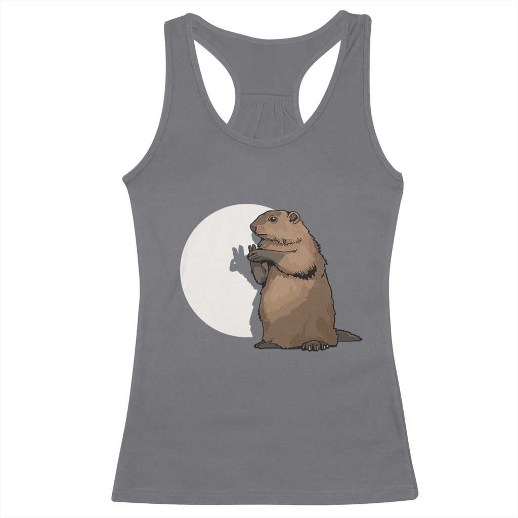 Groundhog Shadow Meteorlogy Racerback Tank Top Woodchuck Puppet Funny Gift TS02 Charcoal Print Your Wear