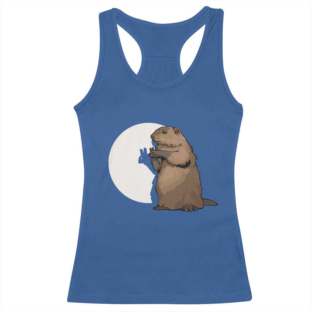 Groundhog Shadow Meteorlogy Racerback Tank Top Woodchuck Puppet Funny Gift TS02 Royal Blue Print Your Wear