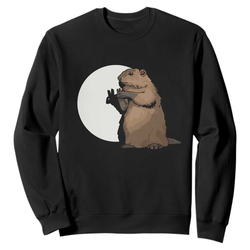 Groundhog Shadow Meteorlogy Sweatshirt Woodchuck Puppet Funny Gift TS02 Black Print Your Wear