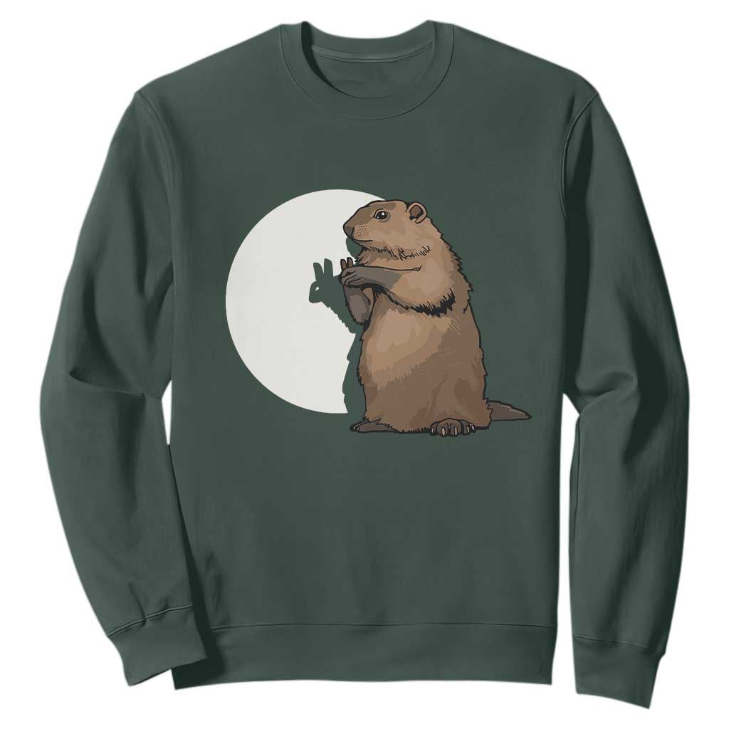 Groundhog Shadow Meteorlogy Sweatshirt Woodchuck Puppet Funny Gift TS02 Dark Forest Green Print Your Wear