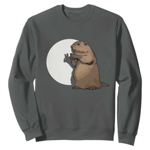 Groundhog Shadow Meteorlogy Sweatshirt Woodchuck Puppet Funny Gift TS02 Dark Heather Print Your Wear