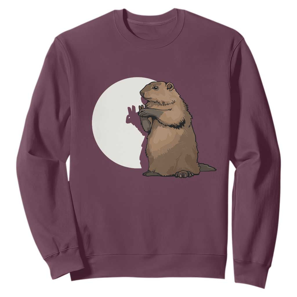 Groundhog Shadow Meteorlogy Sweatshirt Woodchuck Puppet Funny Gift TS02 Maroon Print Your Wear