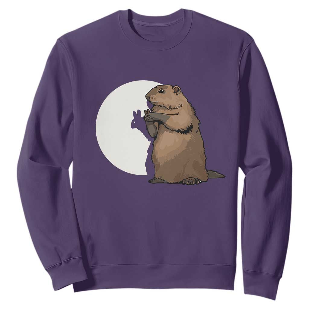 Groundhog Shadow Meteorlogy Sweatshirt Woodchuck Puppet Funny Gift TS02 Purple Print Your Wear