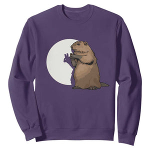Groundhog Shadow Meteorlogy Sweatshirt Woodchuck Puppet Funny Gift TS02 Purple Print Your Wear
