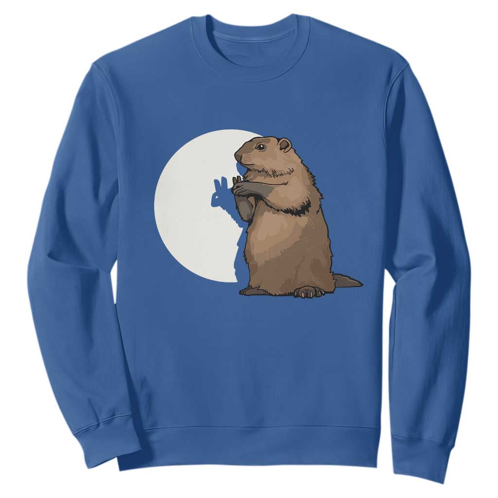 Groundhog Shadow Meteorlogy Sweatshirt Woodchuck Puppet Funny Gift TS02 Royal Blue Print Your Wear