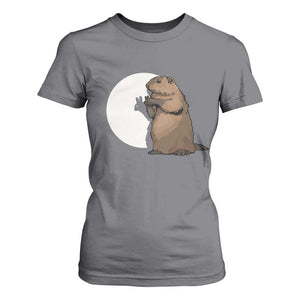 Groundhog Shadow Meteorlogy T Shirt For Women Woodchuck Puppet Funny Gift TS02 Charcoal Print Your Wear