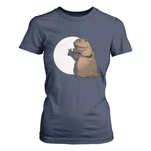 Groundhog Shadow Meteorlogy T Shirt For Women Woodchuck Puppet Funny Gift TS02 Navy Print Your Wear