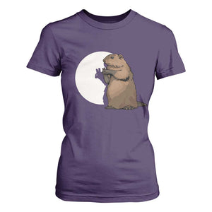 Groundhog Shadow Meteorlogy T Shirt For Women Woodchuck Puppet Funny Gift TS02 Purple Print Your Wear