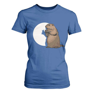 Groundhog Shadow Meteorlogy T Shirt For Women Woodchuck Puppet Funny Gift TS02 Royal Blue Print Your Wear
