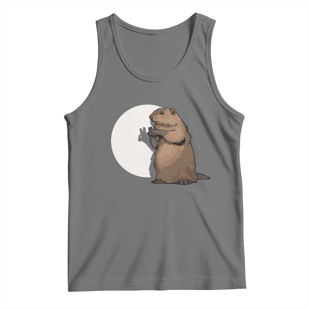 Groundhog Shadow Meteorlogy Tank Top Woodchuck Puppet Funny Gift TS02 Black Heather Print Your Wear
