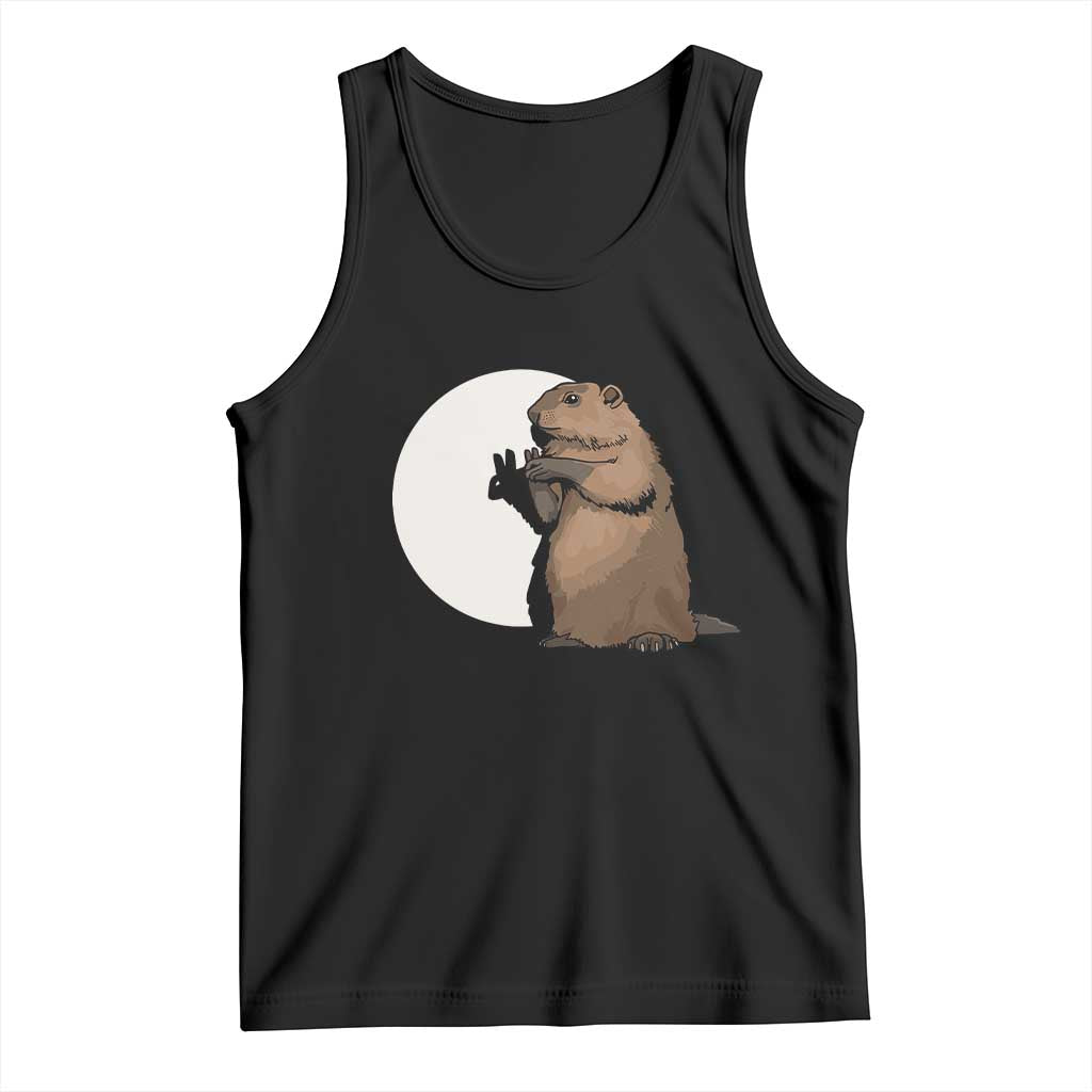 Groundhog Shadow Meteorlogy Tank Top Woodchuck Puppet Funny Gift TS02 Black Print Your Wear