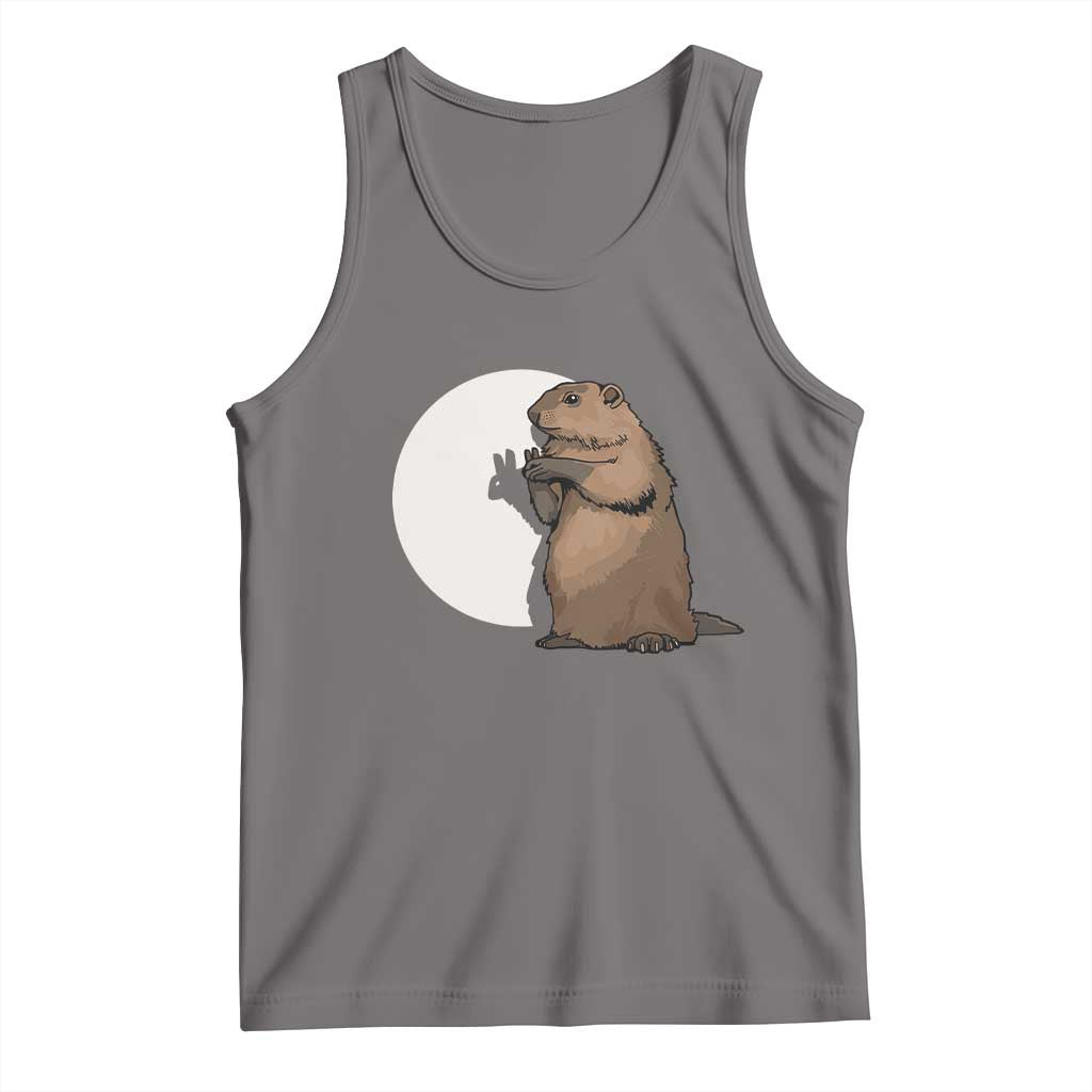 Groundhog Shadow Meteorlogy Tank Top Woodchuck Puppet Funny Gift TS02 Deep Heather Print Your Wear
