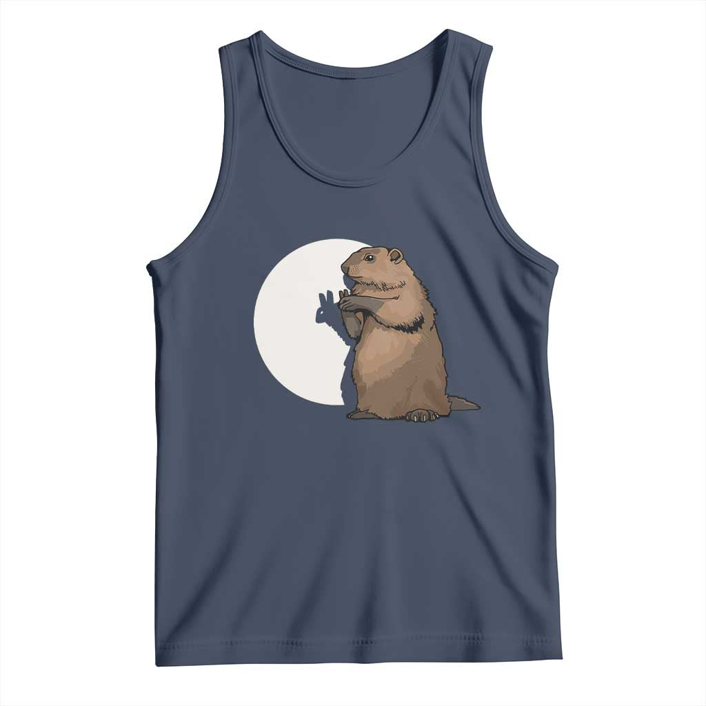 Groundhog Shadow Meteorlogy Tank Top Woodchuck Puppet Funny Gift TS02 Navy Print Your Wear