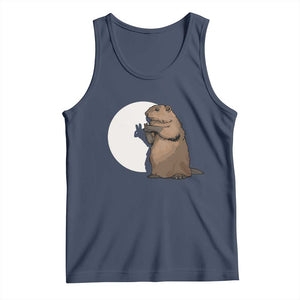 Groundhog Shadow Meteorlogy Tank Top Woodchuck Puppet Funny Gift TS02 Navy Print Your Wear