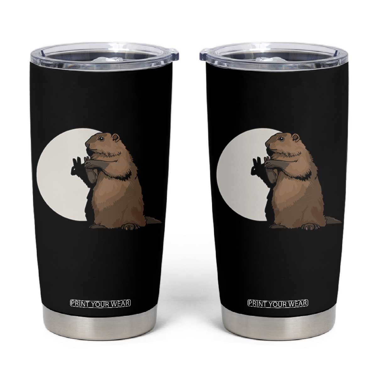 Groundhog Shadow Meteorlogy Tumbler Cup Woodchuck Puppet Funny Gift TS02 Black Print Your Wear
