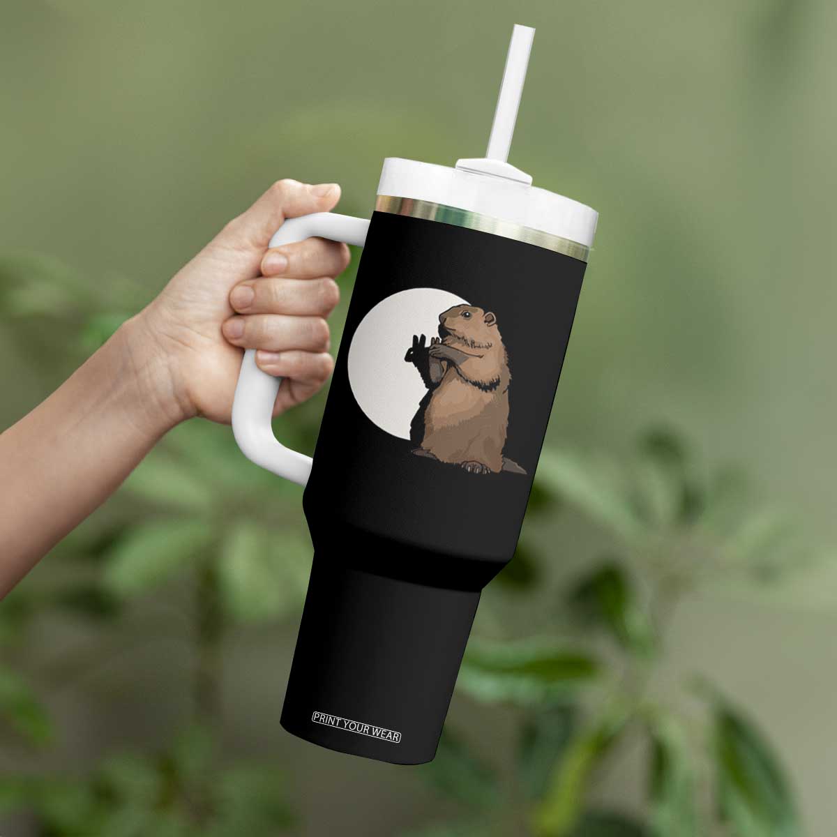 Groundhog Shadow Meteorlogy Tumbler With Handle Woodchuck Puppet Funny Gift TS02 Print Your Wear