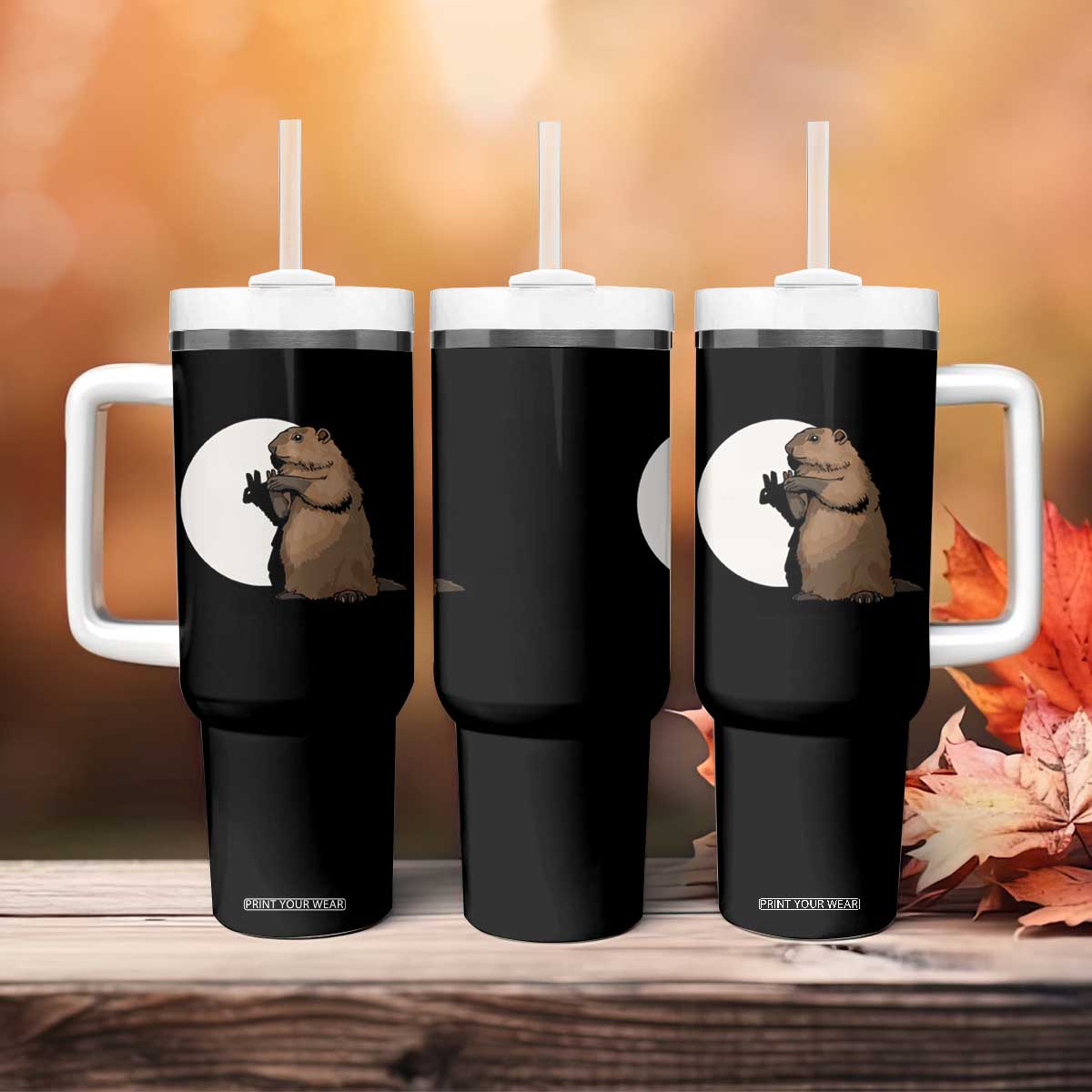 Groundhog Shadow Meteorlogy Tumbler With Handle Woodchuck Puppet Funny Gift TS02 Print Your Wear