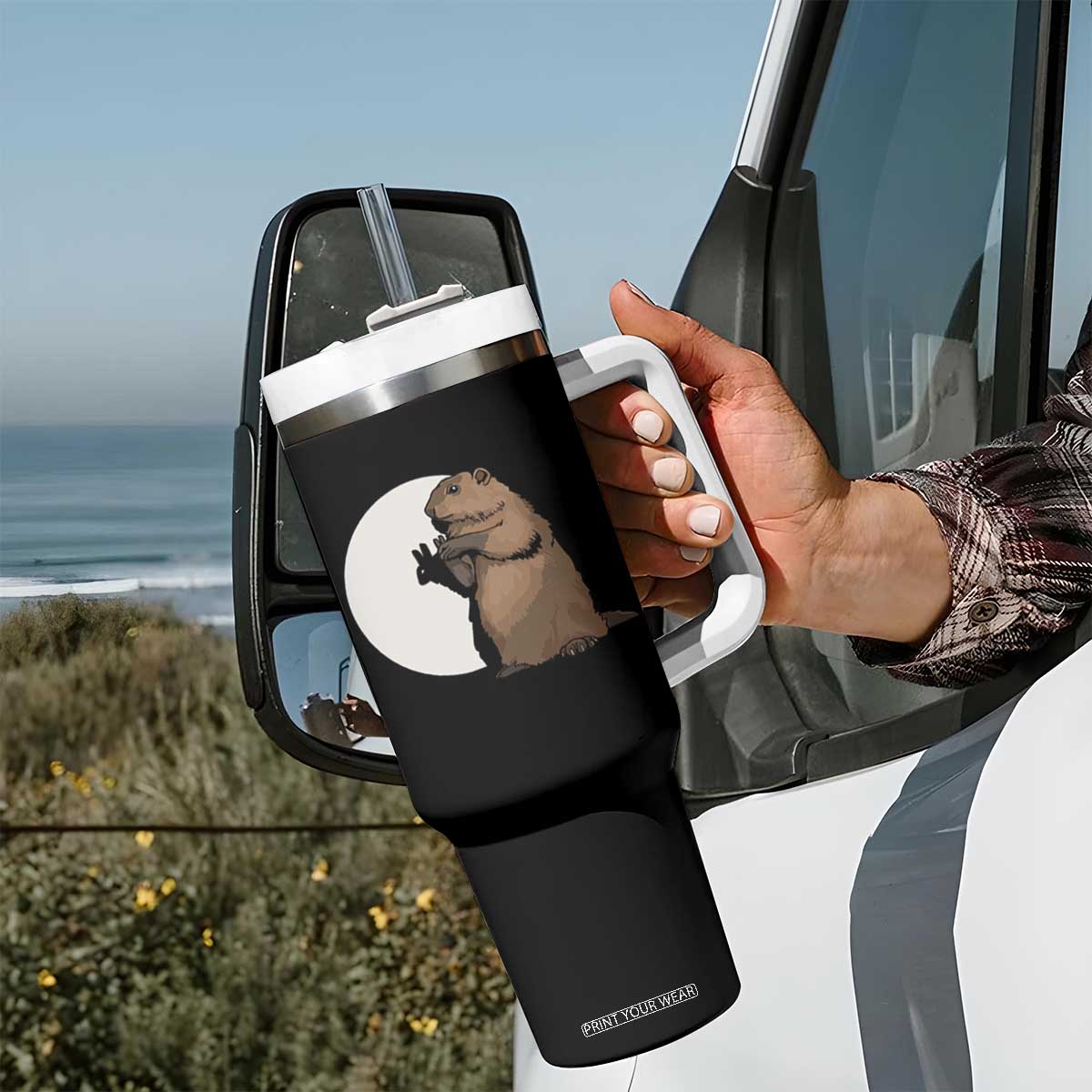 Groundhog Shadow Meteorlogy Tumbler With Handle Woodchuck Puppet Funny Gift TS02 Print Your Wear