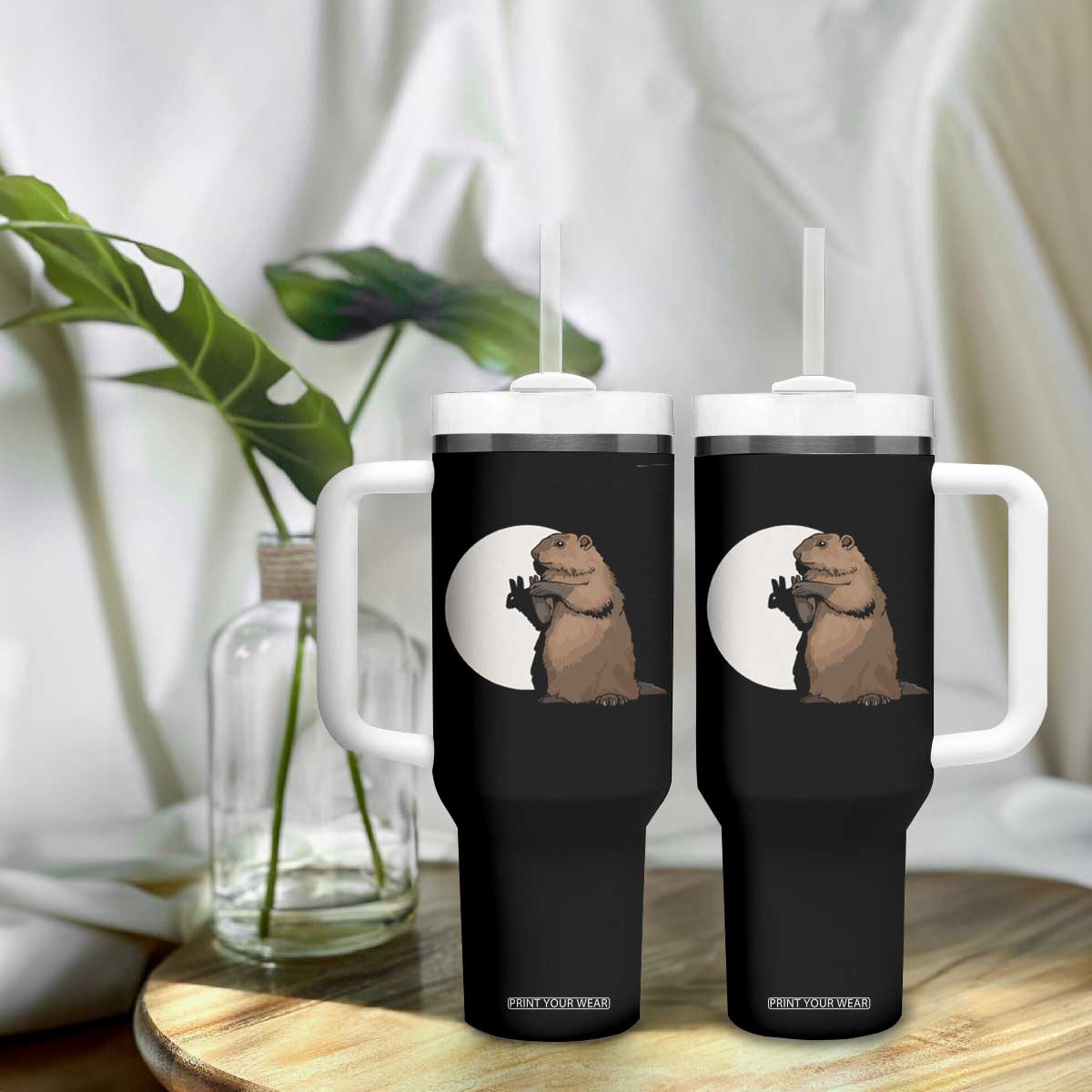 Groundhog Shadow Meteorlogy Tumbler With Handle Woodchuck Puppet Funny Gift TS02 Print Your Wear