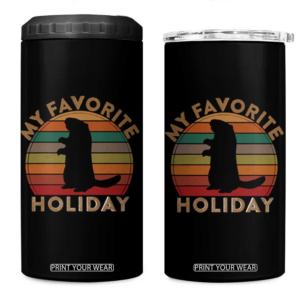 Groundhog Day 4 in 1 Can Cooler Tumbler My Favorite Holiday Ground Hog Shadow Retro Sunset TS02 One Size: 16 oz Black Print Your Wear