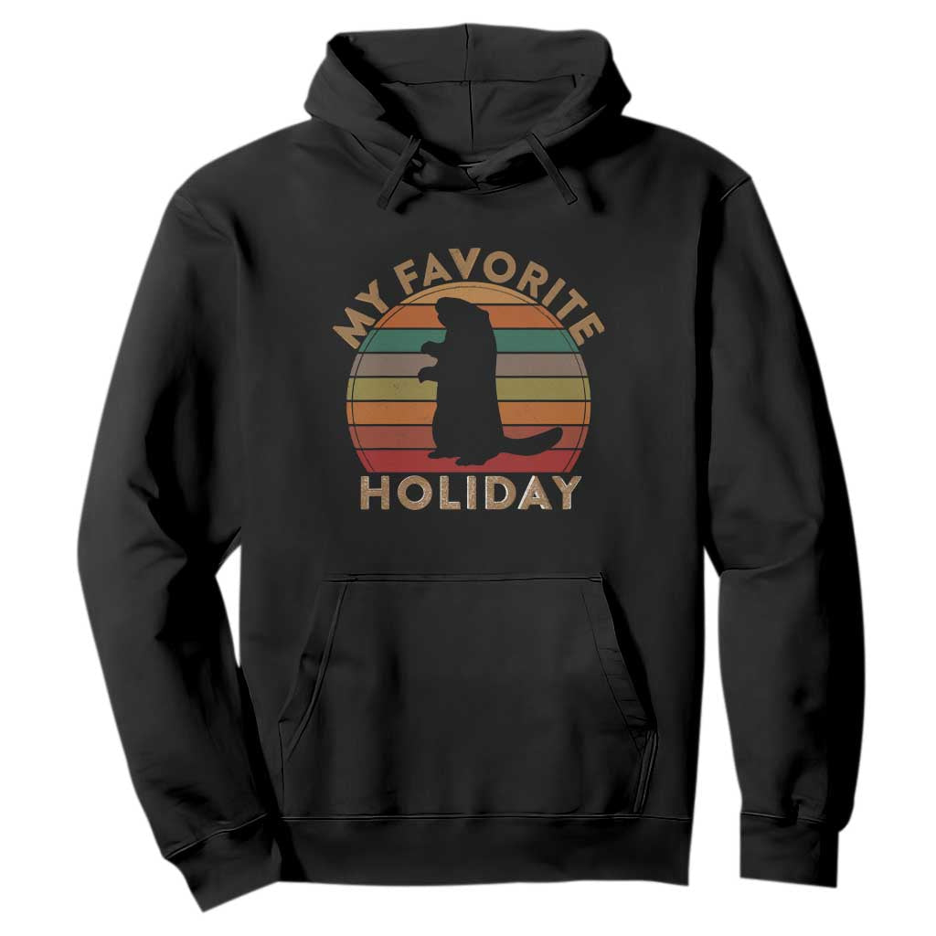 Groundhog Day Hoodie My Favorite Holiday Ground Hog Shadow Retro Sunset TS02 Black Print Your Wear