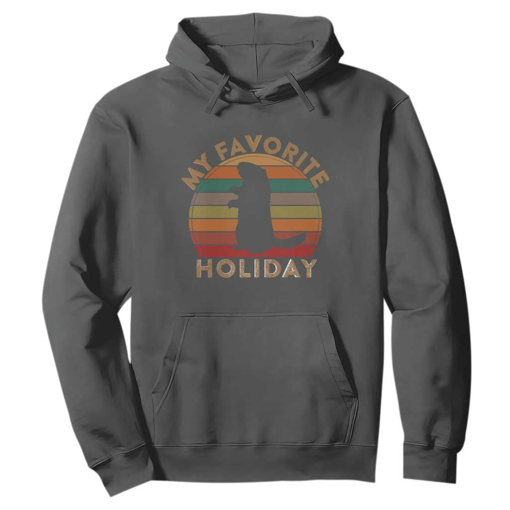 Groundhog Day Hoodie My Favorite Holiday Ground Hog Shadow Retro Sunset TS02 Dark Heather Print Your Wear